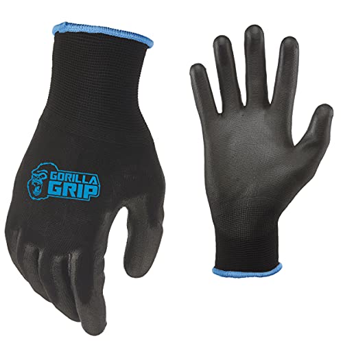 grease monkey Gorilla Grip Work Gloves, Never Slip Maximum Grip All-Purpose, Gloves for Men, Superior in Wet, Dry, Oily Conditions, Polymer Palm, Large Size, 5 Pairs, Black/Blue| 25057-25 - Image 1