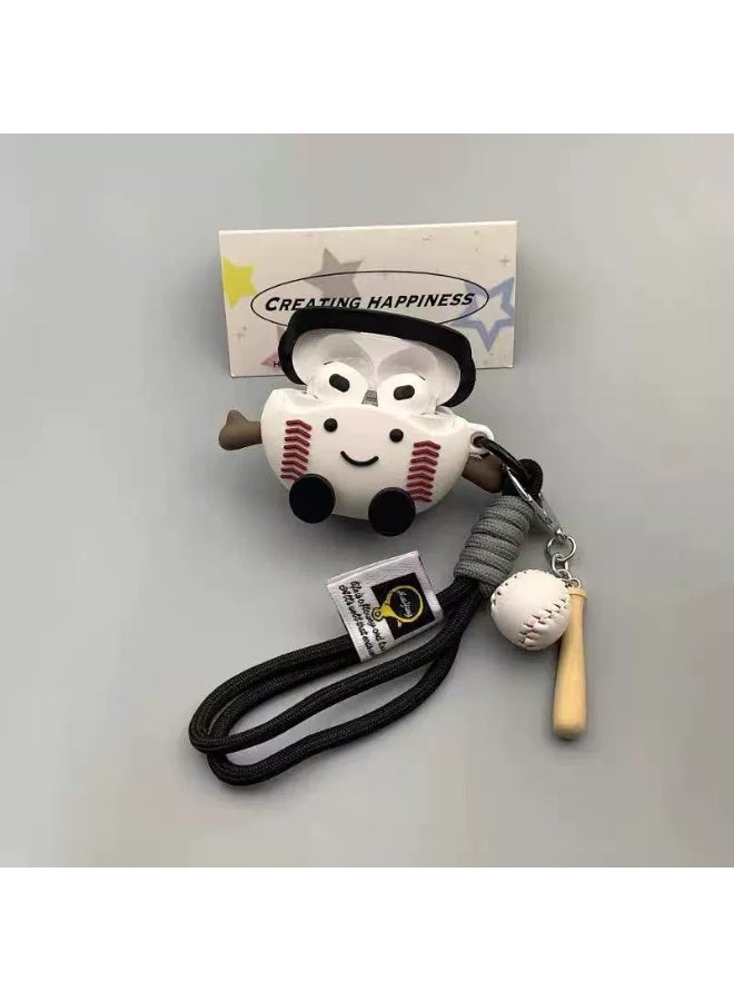 Baseball pendant suitable for Apple earphones airpods4 protective cover noise reduction pro2 shell Bluetooth soft silicone cute trendy - Image 2
