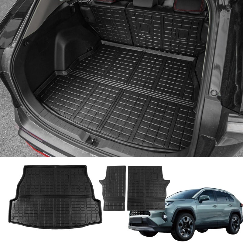 Bomely Cargo Mat Compatible with 20192024 2025 Toyota Rav4 Trunk Mat TPE Cargo Liner Frunk Mat All Weather Back Seat Cover Protector for Toyota Rav4 Accessories Backrest MatsCargo Liner