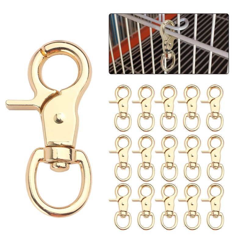 HOSUKKO 15PCS Trigger Snap Hooks 360 Degree Heavy Duty Snaps Swivel Lobster ClaspsStainless Steel Swivel Claw Clips for Pet CagesDog LeashCamera StrapsSnap Hook Purse