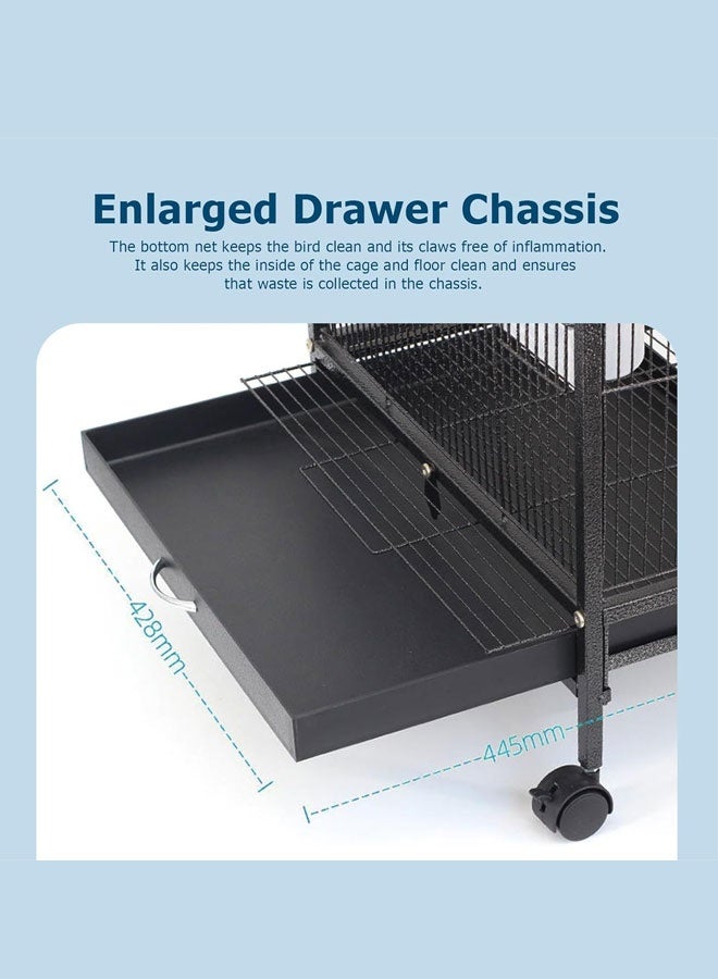 WAMIT Bird Cage, Open Top Standing Parrot Parakeet Cage, with Rolling Stand Large Metal Bird Flight Cage Cockatiel Finch Macaw Cockatoo Pet House, Black, Height 34 inch - Image 4