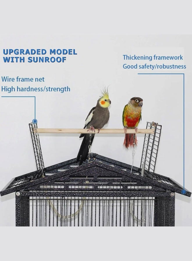 WAMIT Bird Cage, Open Top Standing Parrot Parakeet Cage, with Rolling Stand Large Metal Bird Flight Cage Cockatiel Finch Macaw Cockatoo Pet House, Black, Height 34 inch - Image 5