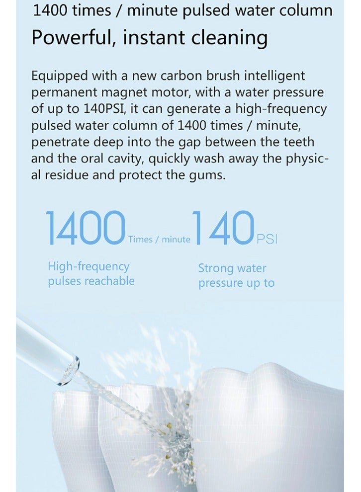 REBENUO Portable Electric Water Flosser Cordless IPX7 Professional Dental Oral Irrigator with 6 Modes And 4 Jet Tips. Waterproof Water Toothpick Dental Care. USB-C Charged For 80 Days Use, Detachable Water - Image 5