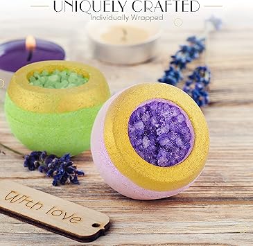Eco-Lux Essentials Set of 8 Luxury Bath Bombs 100 Natural Organic Vegan Home Spa Pamper Birthday Gift Christmas Presents Essential Oil Scented Bath Fizzer - Image 5