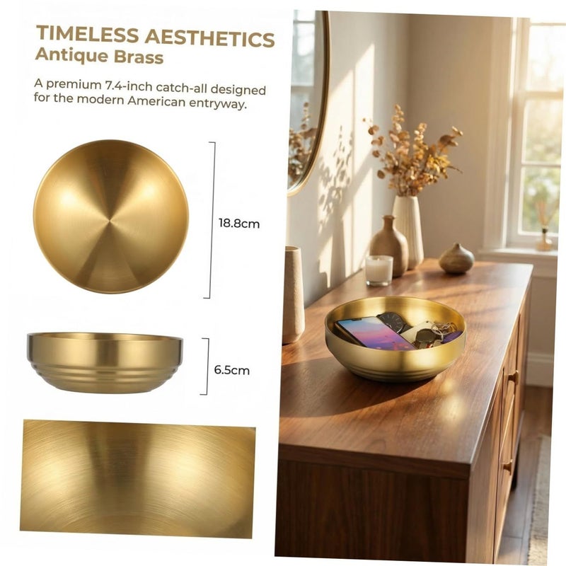 Decorative Decorative Bowl 7.4 Inch Metal Candy Dish Keys Holder Stainless Steel Entryway Table Organizer Jewelry Trinket Storage For Home - Image 4