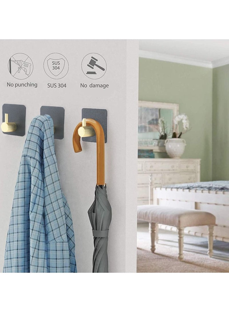 HomarKet 4-Piece Adhesive Towel Hooks Stainless Steel Hanging Hook for Bathroom and Bedroom Gold/Black 4.5x4.5cm  - Image 2