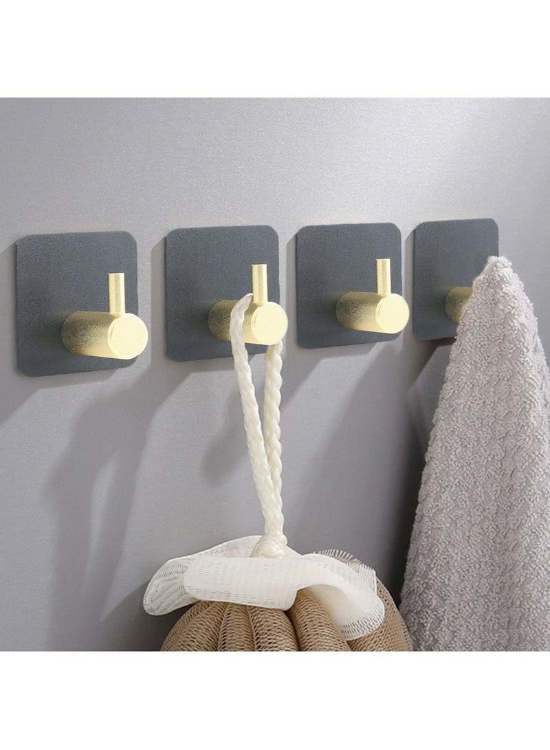 HomarKet 4-Piece Adhesive Towel Hooks Stainless Steel Hanging Hook for Bathroom and Bedroom Gold/Black 4.5x4.5cm  - Image 1