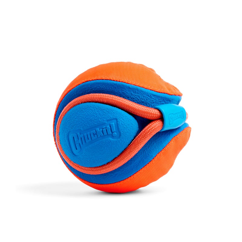Chuckit! Rope Fetch Dog Toy - Ball on Rope Fetch and Tug-of-War Toy for Dogs - Durable EVA Rubber Construction - 5.5-inch Diameter - 18-inch Rope - Orange and Blue - Image 4