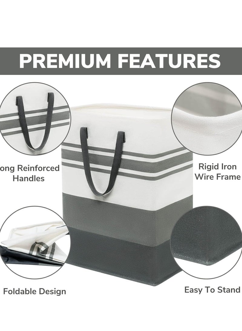 Raxoom Large Laundry Basket，75L Tall Large Laundry Hamper, 75L Tall Clothes Hamper Basket Organizer with Extended Handles, Folding Baby Laundry Baskets for Dorm and Family, Waterproof，Grey - Image 3