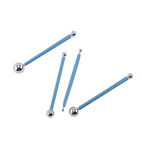 DEZIINE 4 Pcs Modeling Ball Tools, 8 Ball Stainless Steel Dotting Modeling Tools Clay Ceramics Pottery Carving Tool Embossing Sculpting Set - Image 4