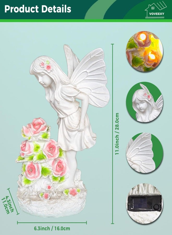 Voveexy Garden Figurines Angel Garden Statue Outdoor Decor, Solar Powered Resin Sculpture with 5 LEDs Art Decoration for Patio Lawn Yard Porch, Ornament Housewarming Garden Gift, 12.8 x 7.5 x 6.1 Inch - Image 5