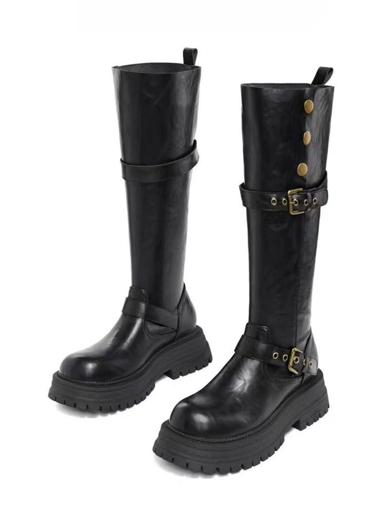 Sheepskin Version ~ Brown Martin Boots With Hidden Height Increase For Women, Retro Melard Two-Way Wear Thick-Soled Short Boots - Image 1