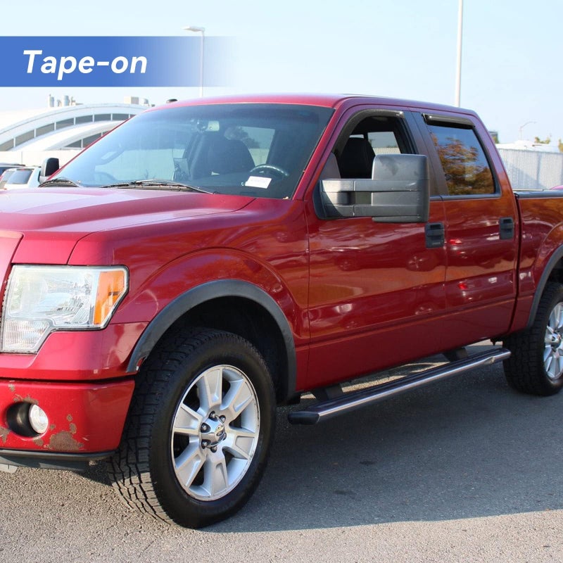 YQAUTEC Window Visors Rain Guards for 2009-2014 Ford F150 SuperCrew Cab, Out-Channel Window Vent Wind Deflectors Visors Shades for 2010-2014 F-150 SVT Raptor Full-Size Cab - Image 4