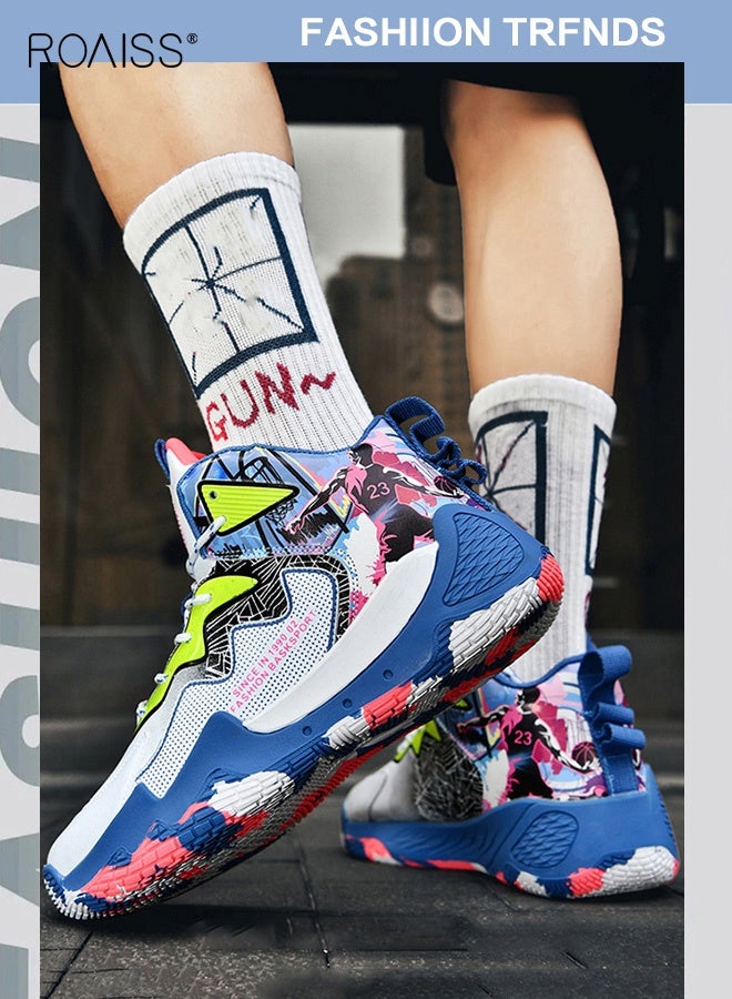 roaiss Men's Stylish High Top Sneakers, Lightweight Breathable Trainers for Men, Lace up Non Slip Sports Shoes, Shock Absorbing Athletic Shoes with Bright Colors and Soft Lining, Suitable for Daily Wear and Outdoor Activities - Image 5