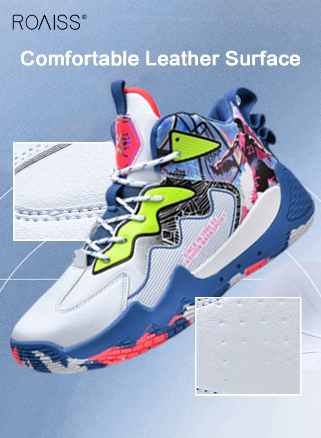 roaiss Men's Stylish High Top Sneakers, Lightweight Breathable Trainers for Men, Lace up Non Slip Sports Shoes, Shock Absorbing Athletic Shoes with Bright Colors and Soft Lining, Suitable for Daily Wear and Outdoor Activities - Image 3