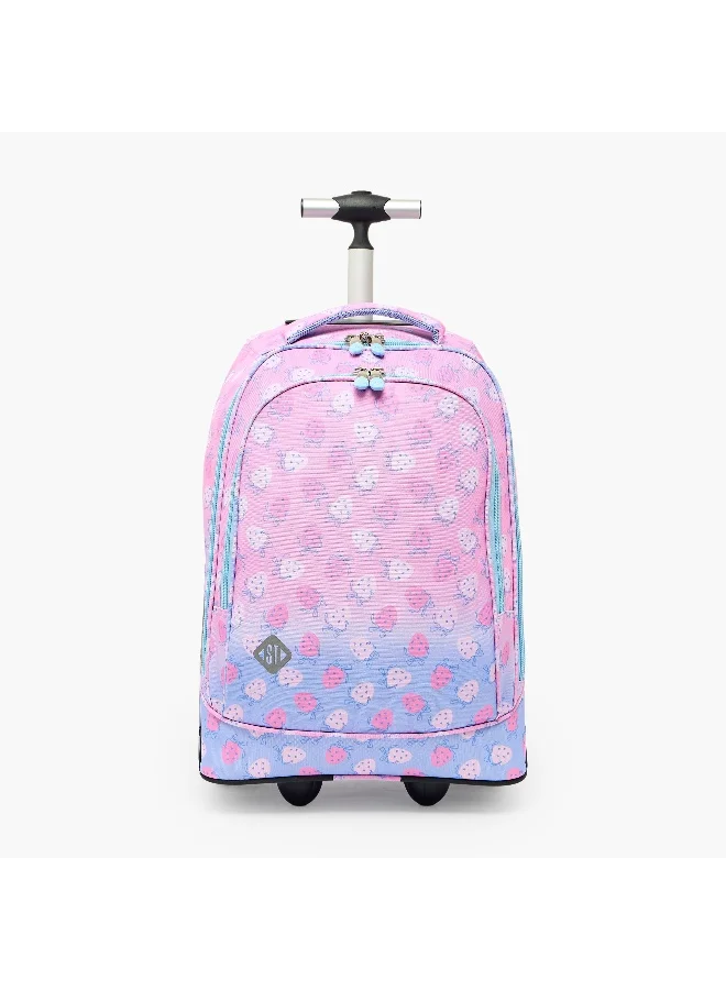 St.Right 18 Inch-Trolley Bag Big Wheels-Ombre Strawberries-3 Cmprt- (Polyester) Pink And Blue \ 32X25X47