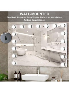Arabest Makeup Mirror with Lights, Hollywood Lighted Mirror with 15 Dimmable LED Bulbs,3 Colors Modes,Touch Control,USB Charging Port,Metal Frame,White  - Image 3