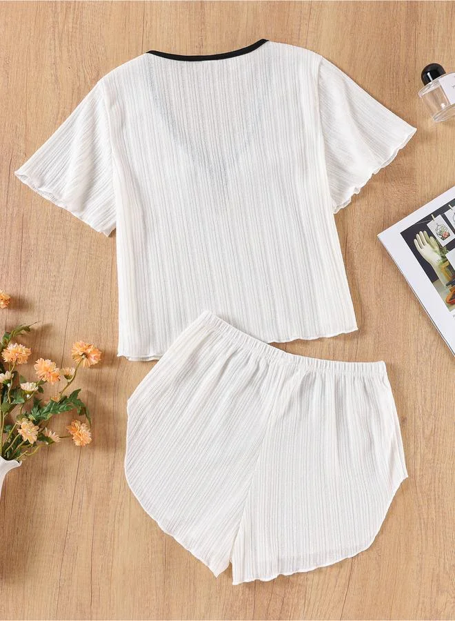 Take Two Tie-Up Textured Top and Shorts Set