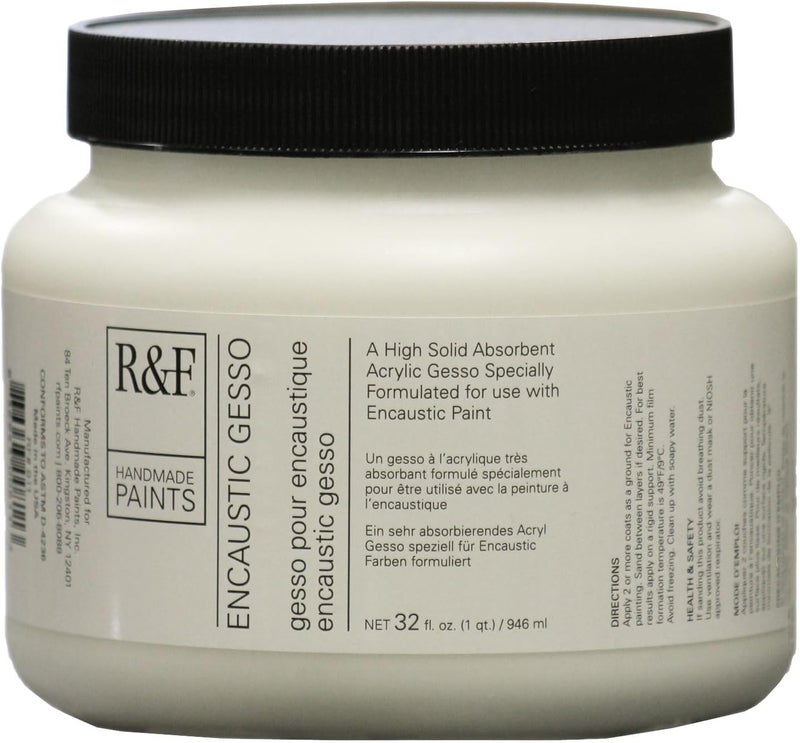 R&F Encaustic Gesso - 32 Fl Oz (946 ml) High Solid Absorbent Acrylic Gesso for Encaustic Painting - Image 1
