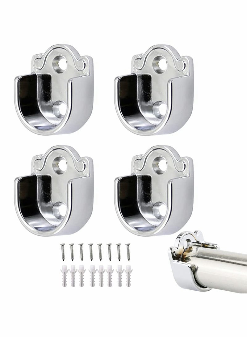 Excefore Heavy Duty Closet Pole Sockets, 4 Pack Stainless Steel Closet Rod End Supports, Flange Rod Holder with Screws - Image 1