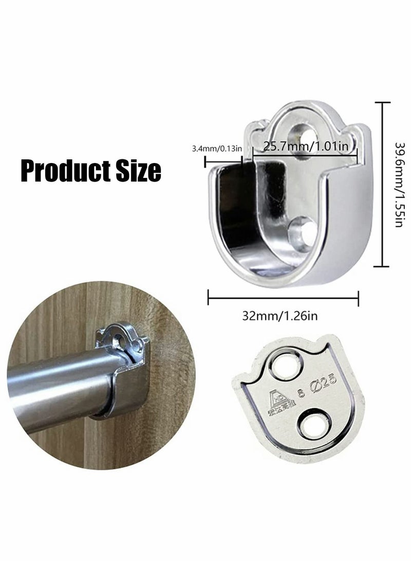 Excefore Heavy Duty Closet Pole Sockets, 4 Pack Stainless Steel Closet Rod End Supports, Flange Rod Holder with Screws - Image 2