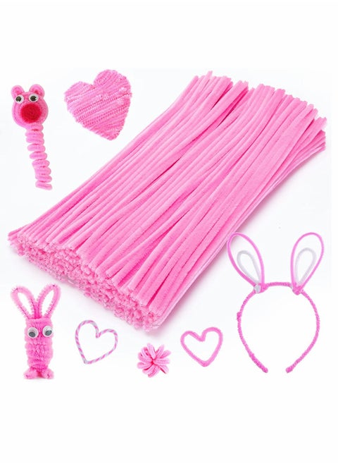 Pipe Cleaners, Craft Chenille Stems, for Kids DIY Art Creative Crafts Projects Decorations, 200 Pieces Pink (6 mm x 12 Inch)