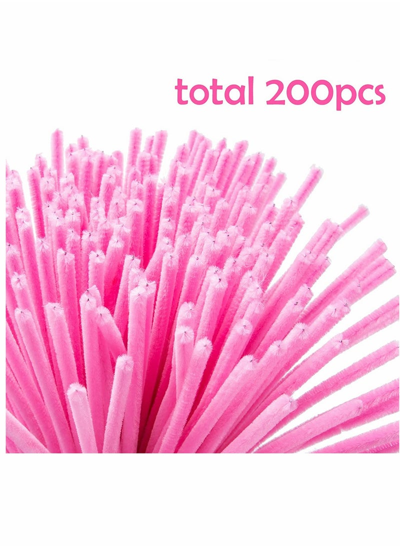 Pipe Cleaners, Craft Chenille Stems, for Kids DIY Art Creative Crafts Projects Decorations, 200 Pieces Pink (6 mm x 12 Inch)