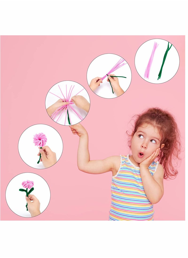 Pipe Cleaners, Craft Chenille Stems, for Kids DIY Art Creative Crafts Projects Decorations, 200 Pieces Pink (6 mm x 12 Inch)