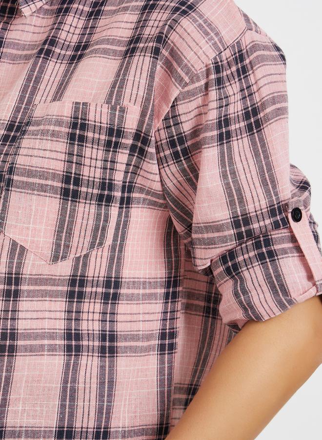Styli Pink Checked Long Sleeve Shirt - Image 3
