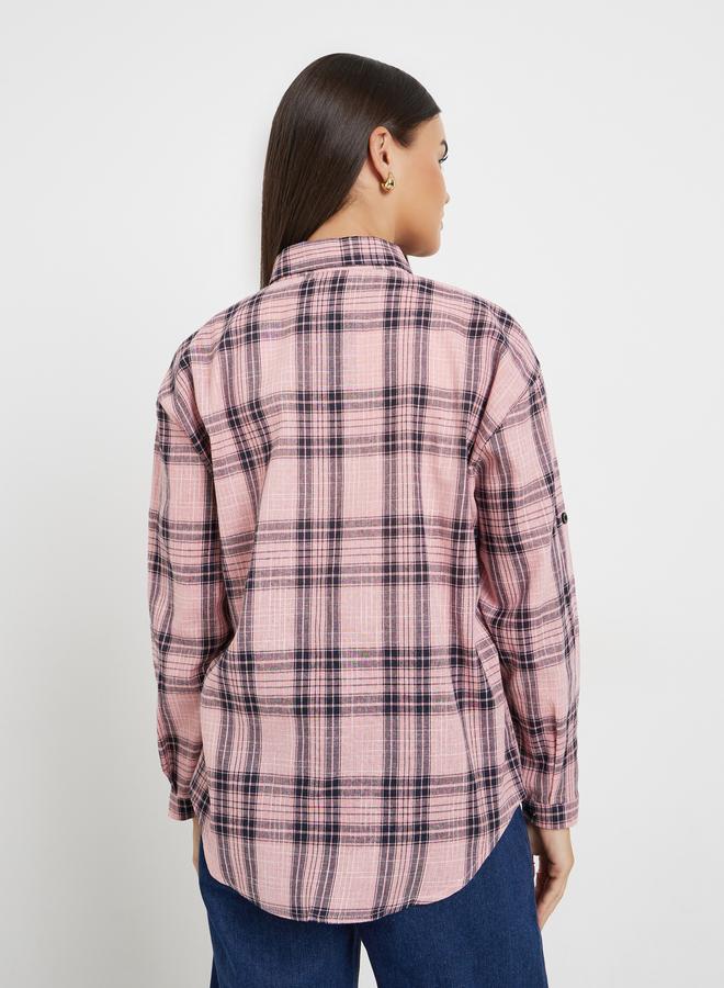 Styli Pink Checked Long Sleeve Shirt - Image 4