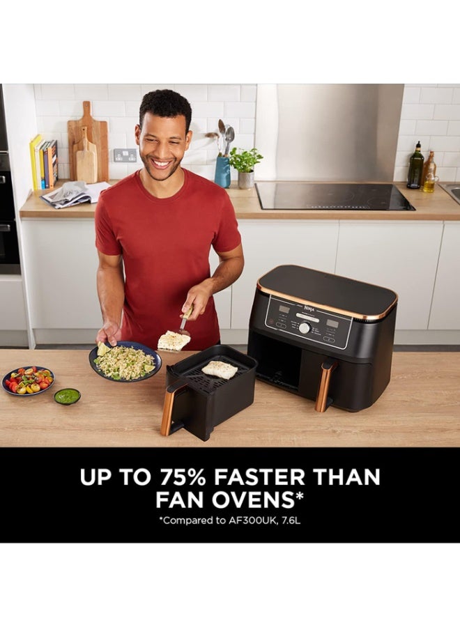 Ninja Foodi Max Dual Zone Air Fryer, Amazon Exclusive, Tongs, 2 Drawers, 9.5L, 6-in-1, Use No Oil, Air Fry, Max Crisp, Roast, Bake, 8 Portions, Nonstick Dishwasher Safe Baskets 9.5 L 2470 W AF400UKCP Black/Copper 9.5 L 2470 W AF400UKCP Black/Copper - Image 2