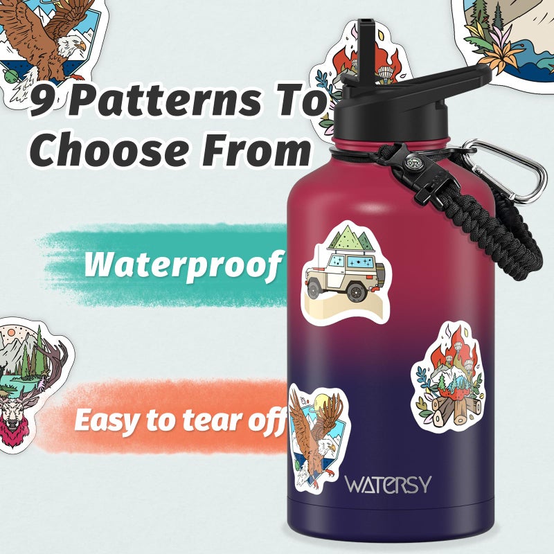WATERSY 64oz Insulated Water Bottle (Cold for 48 Hrs),BPA Free&Leak Proof,Half Gallon Stainless Steel Water Flask,Water Jug with Straw Spout Lids for Gym,Hiking,Camping,Red Purple - Image 4