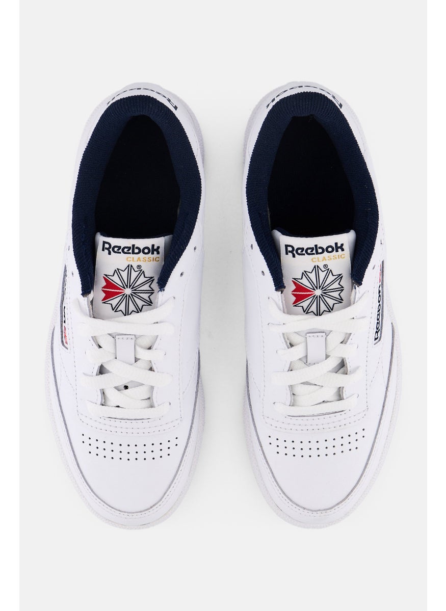 Reebok Kids Boy Club C 85 Lace Up Tennis Shoes, White  - Image 3