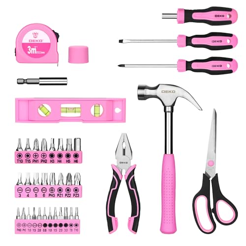 DEKOPRO Tool Set for Women: Pink Tool Set for Home Repair, Womens Tool Kit for All Purpose 42 Piece - Image 4