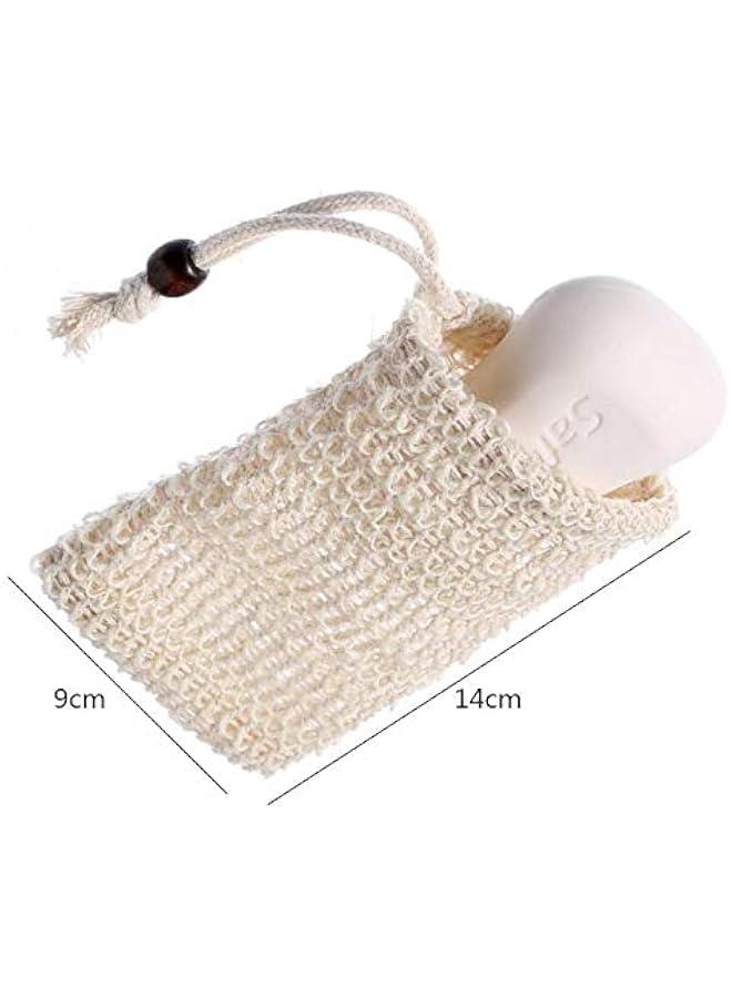 5PC Stylish Nice Natural Cotton And Linen Shower Exfoliating Sponge Bag Comfortable Bubble Net Soap Protective Bag Foam net - Image 2