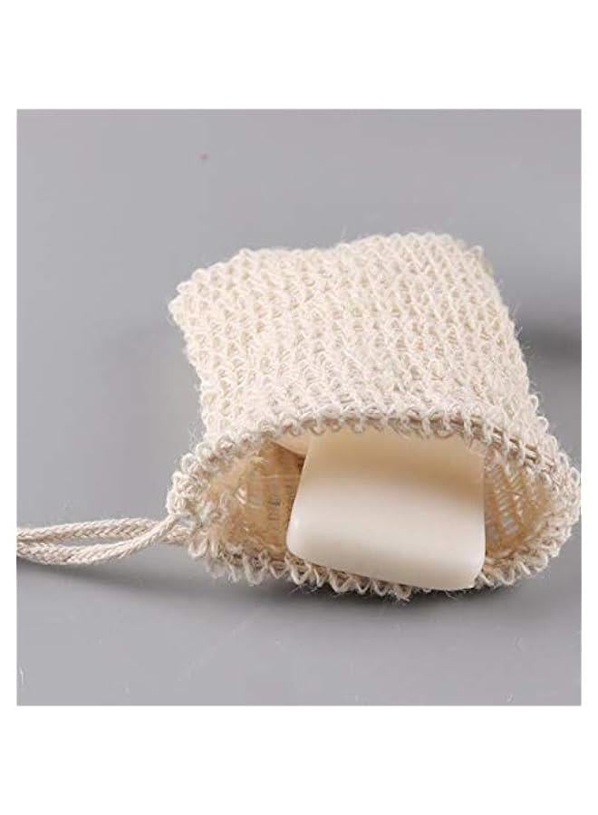 5PC Stylish Nice Natural Cotton And Linen Shower Exfoliating Sponge Bag Comfortable Bubble Net Soap Protective Bag Foam net - Image 3