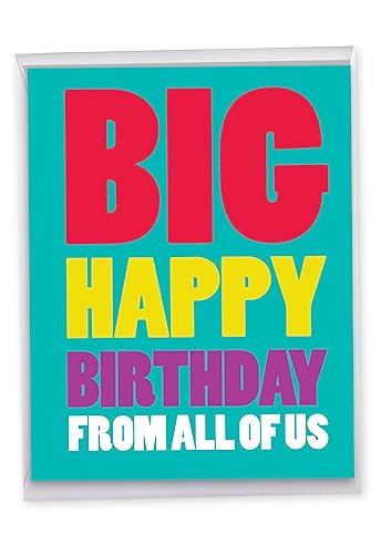 NobleWorks - 1 Happy Birthday Greeting Card Jumbo (8.5 x 11 Inch) - Celebration, Appreciation Stationery for Birthdays - Big Happy Birthday from Us J3900BDG - Image 1