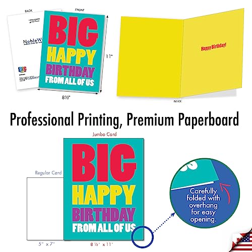 NobleWorks - 1 Happy Birthday Greeting Card Jumbo (8.5 x 11 Inch) - Celebration, Appreciation Stationery for Birthdays - Big Happy Birthday from Us J3900BDG - Image 3