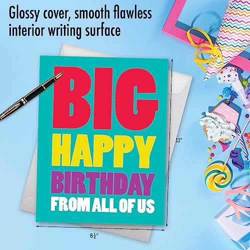 NobleWorks - 1 Happy Birthday Greeting Card Jumbo (8.5 x 11 Inch) - Celebration, Appreciation Stationery for Birthdays - Big Happy Birthday from Us J3900BDG - Image 5