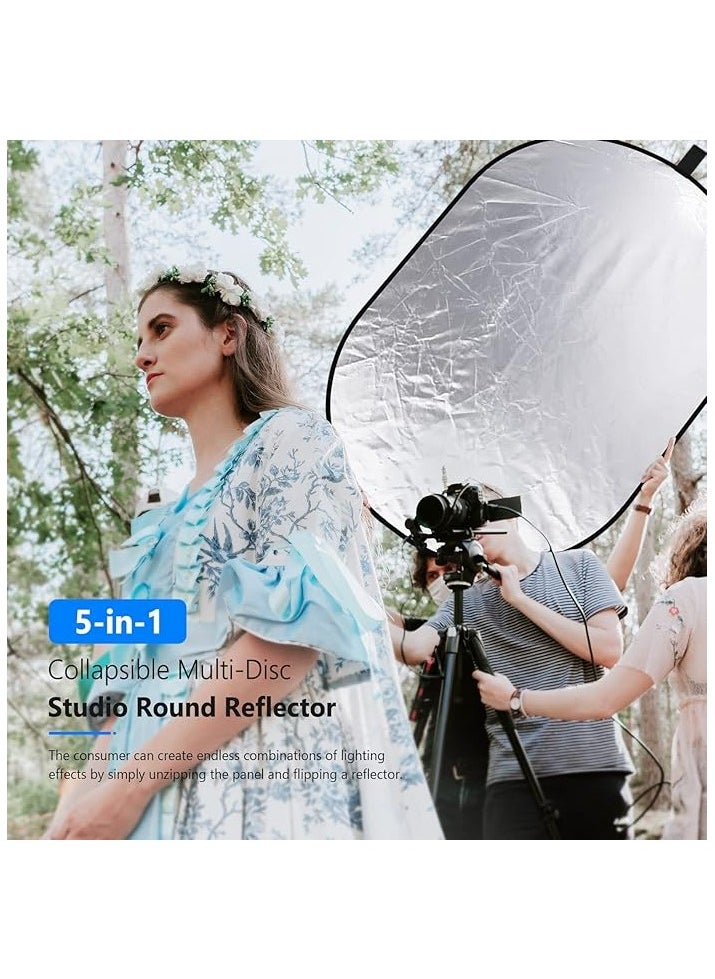 نيوير نيوير 5 في 1 احترافي، قابل للطي، متعدد القرص، عاكس ضوء بيضاوي، 80 سم × 120 سم، 31 بوصة × 47 بوصة  - Image 5