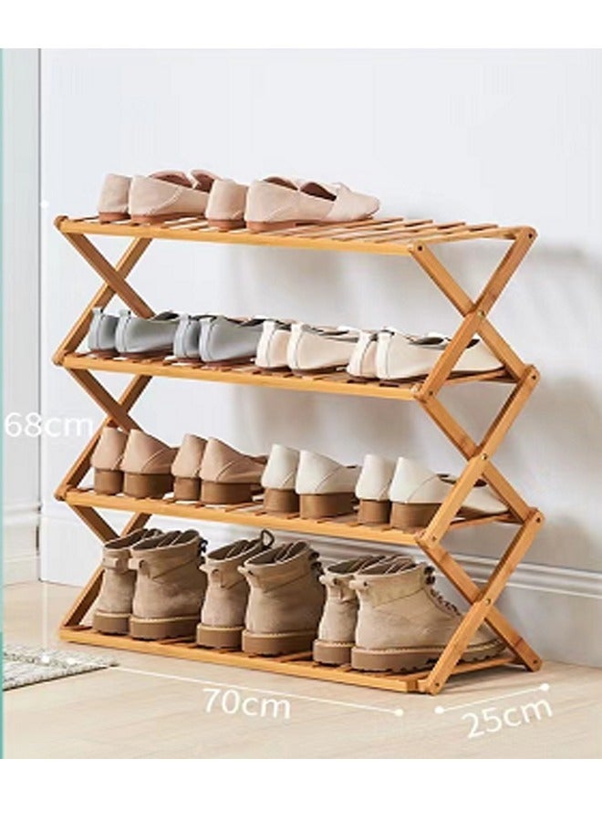 C&C Home 4 Tier Portable Multipurpose Foldable Bamboo Shoe Rack Shoe Organizer Shelf Storage Rack Display Stand for Entryway Living Room Home Office 70x25x68 cm  - Image 5