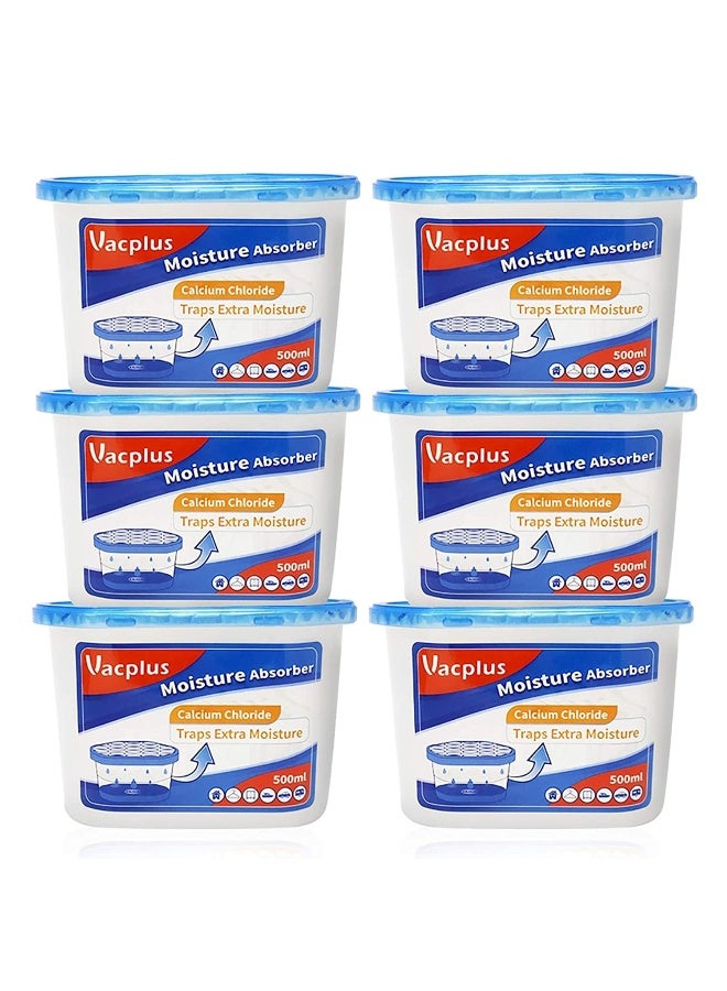 Vacplus Moisture Absorbers 6 Pack, 10.5 Oz Portable Humidity Absorber Boxes for Your Bathroom, Closet & Car, Dehumidifier with Fragrance Free, Navy Blue - Image 1