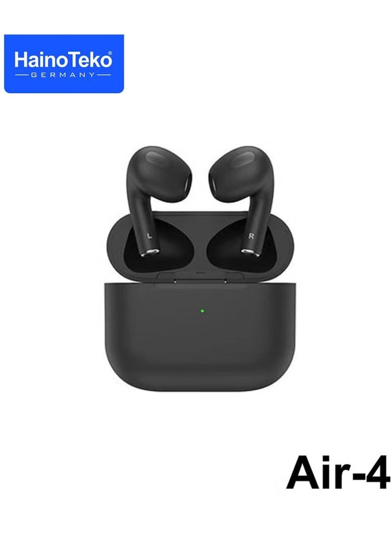 Haino Teko - Air4 Wireless Bluetooth Earphone with High Bass Sound Quality and Multifunctional Touch Control – Compatible with Android Phones, Sleek Design, Long Battery Life, Comfortable Fit, Perfect for Music, Calls, and Sports (Black) - Image 1