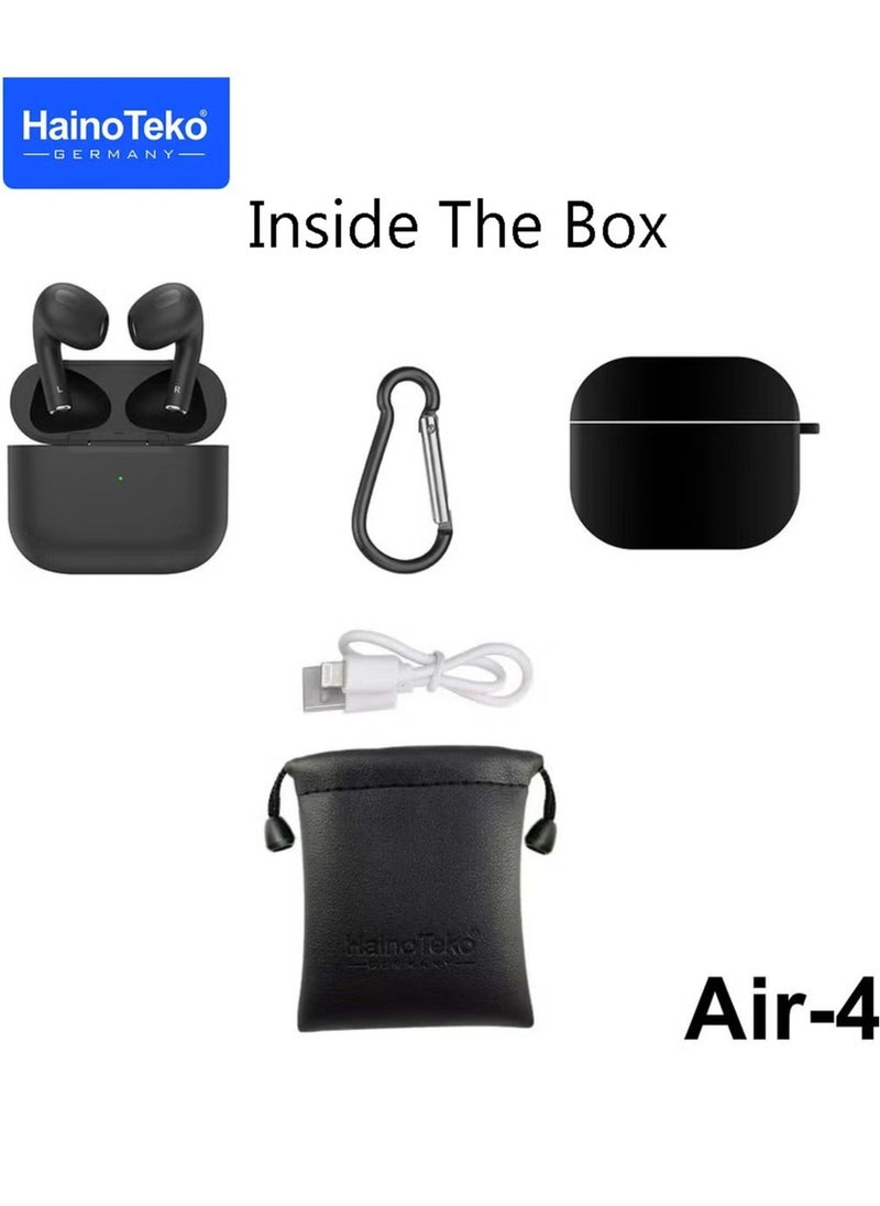 Haino Teko - Air4 Wireless Bluetooth Earphone with High Bass Sound Quality and Multifunctional Touch Control – Compatible with Android Phones, Sleek Design, Long Battery Life, Comfortable Fit, Perfect for Music, Calls, and Sports (Black) - Image 1