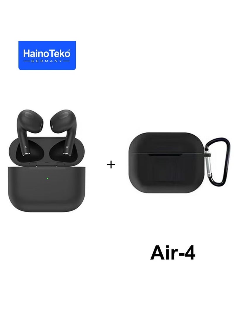 Haino Teko - Air4 Wireless Bluetooth Earphone with High Bass Sound Quality and Multifunctional Touch Control – Compatible with Android Phones, Sleek Design, Long Battery Life, Comfortable Fit, Perfect for Music, Calls, and Sports (Black) - Image 1