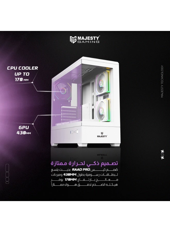 Majesty RAAD PRO Mid Tower PC Case – 6× 120mm ARGB Infinity Fans, Remote Control, ATX Support, 2× USB, Black - Image 4