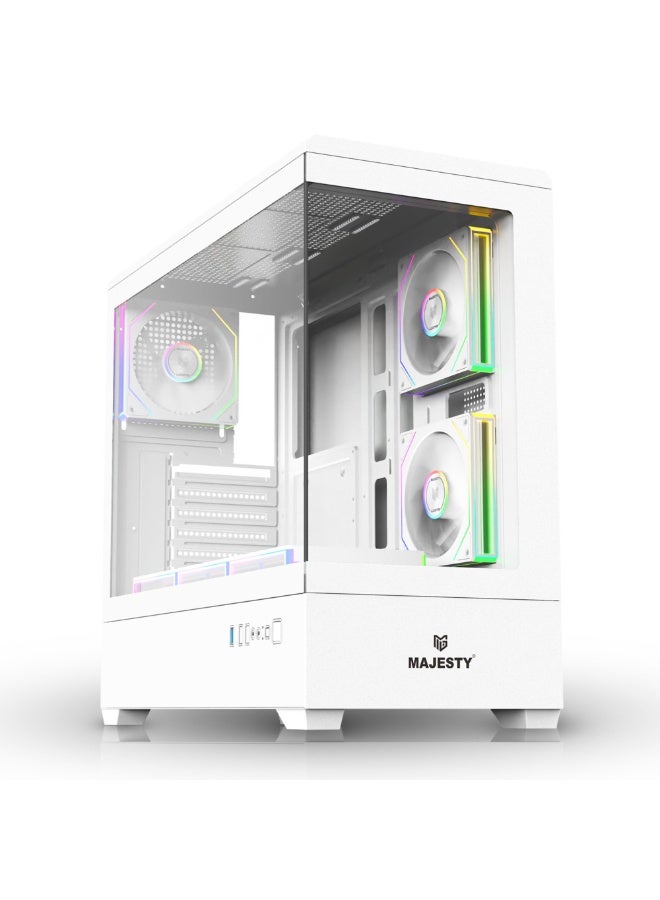 Majesty RAAD PRO Mid Tower PC Case – 6× 120mm ARGB Infinity Fans, Remote Control, ATX Support, 2× USB, Black - Image 1