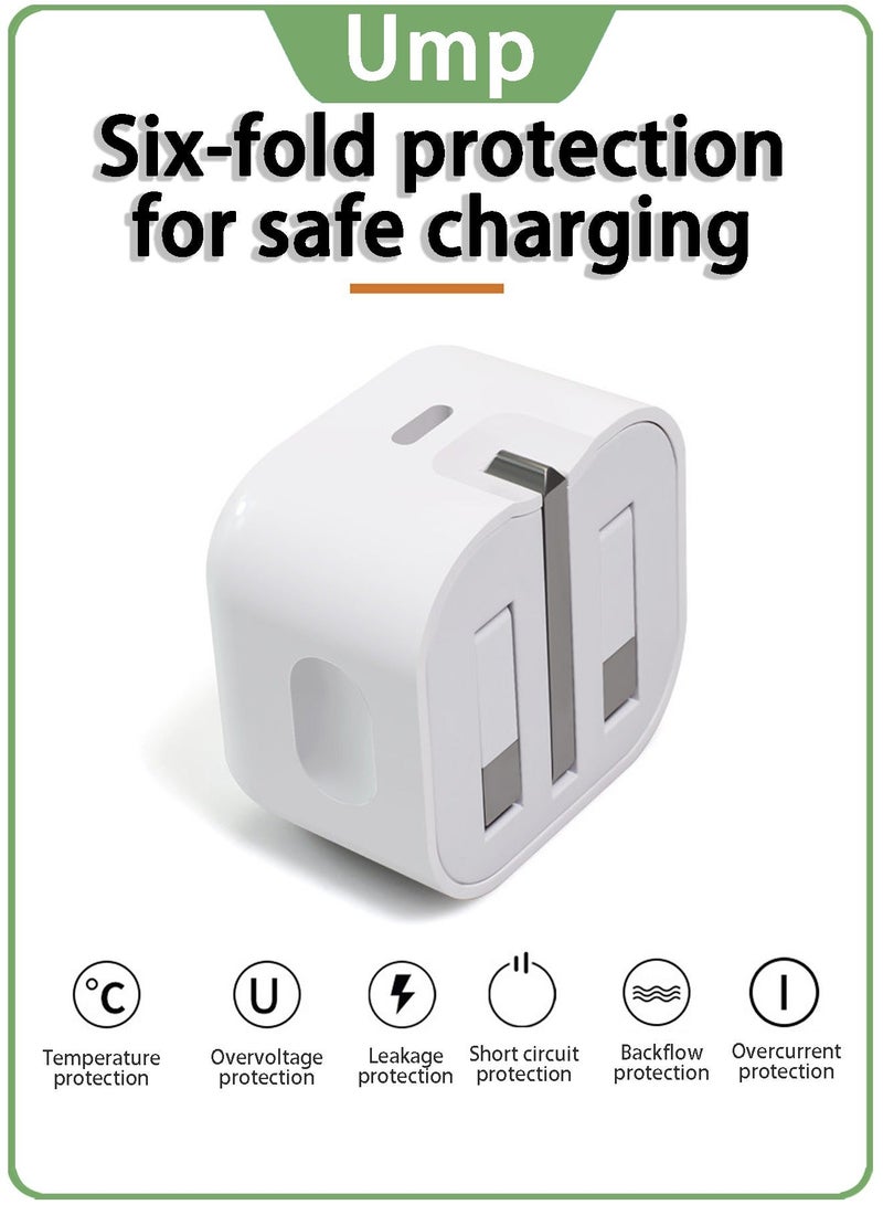 Ump iPhone 20W Fast Charger | USB C Wall Fast Charger Compatible with iPhone 15/14/14 Pro/14 Pro Max/13/12/SE2020/11/XR/XS Max/X/iPad - Image 2