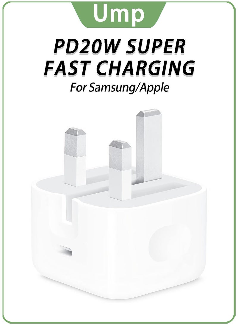 Ump iPhone 20W Fast Charger | USB C Wall Fast Charger Compatible with iPhone 15/14/14 Pro/14 Pro Max/13/12/SE2020/11/XR/XS Max/X/iPad - Image 1