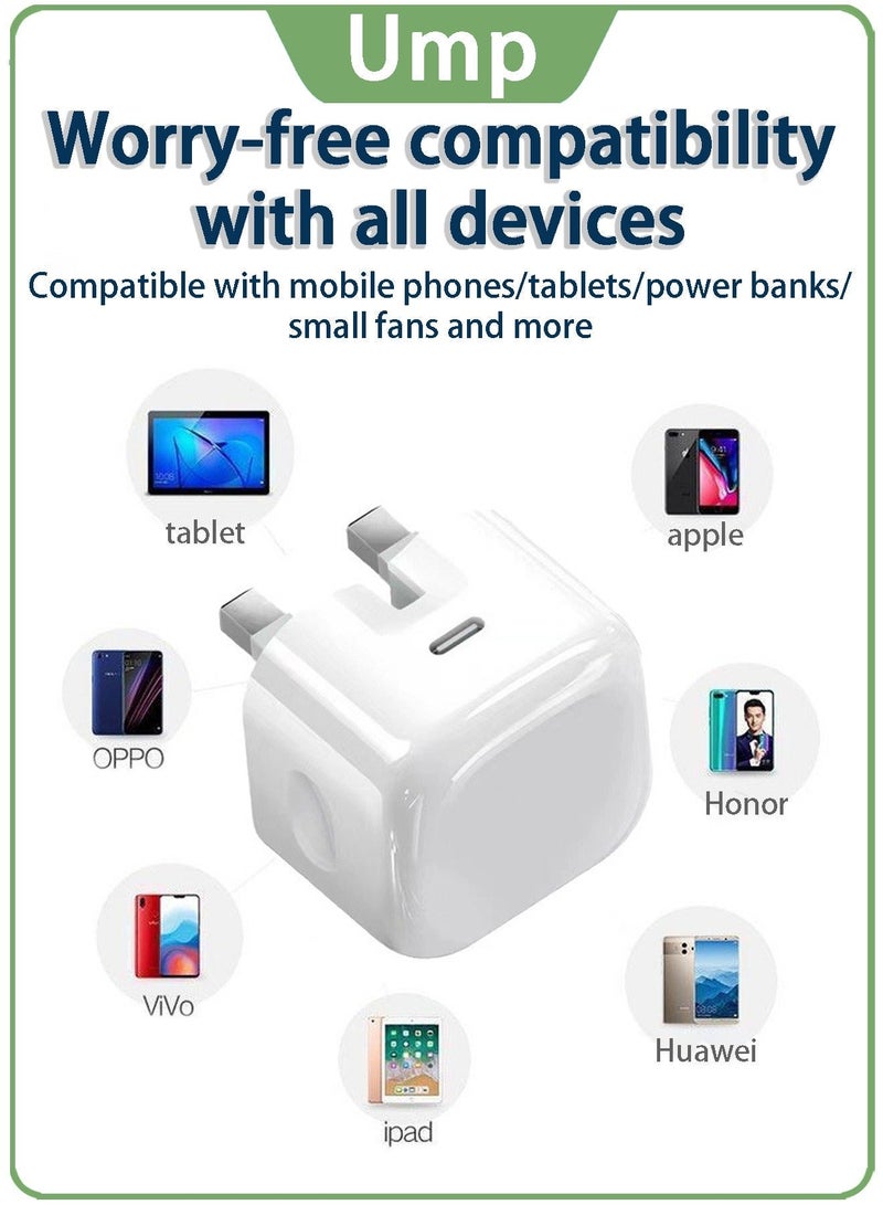 Ump iPhone 20W Fast Charger | USB C Wall Fast Charger Compatible with iPhone 15/14/14 Pro/14 Pro Max/13/12/SE2020/11/XR/XS Max/X/iPad - Image 3